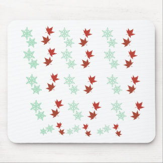 Alfombrilla De Ratón Red Maple Leaves & Mint Snowflakes Pattern