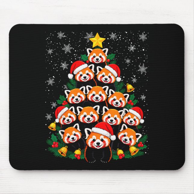 Alfombrilla De Ratón Red Panda Christmas Tree Funny Animal  (Frente)