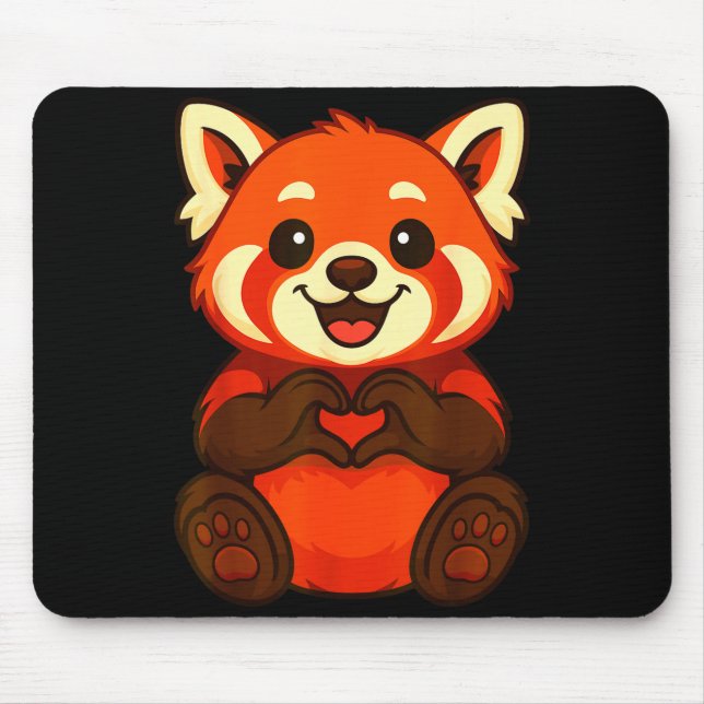 Alfombrilla De Ratón Red Panda Doing Heart With Hands Valentines Day  (Frente)