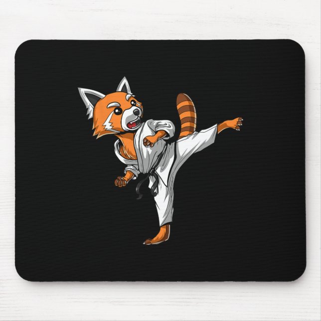 Alfombrilla De Ratón Red Panda Karate Ninja Martial Arts Kickboxing Tae (Frente)