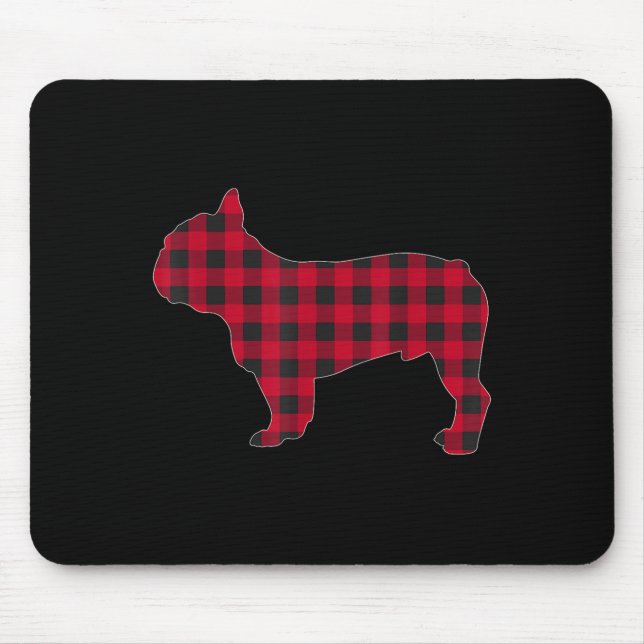 Alfombrilla De Ratón Red Plaid French Bulldog Dog Lover Matching Christ (Frente)