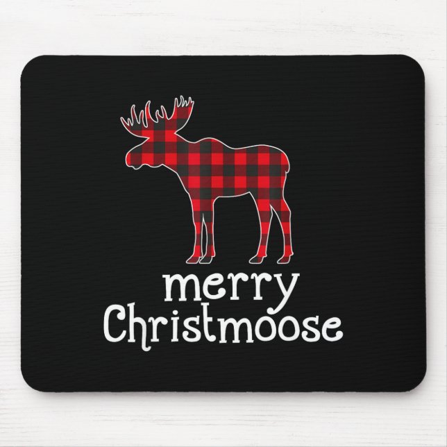 Alfombrilla De Ratón Red Plaid Merry Christmoose Christmas Moose Lovers (Frente)