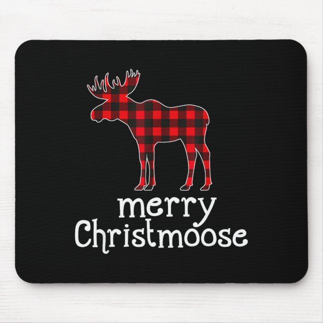 Alfombrilla De Ratón Red Plaid Merry Christmoose Christmas T Shirt Moos (Frente)