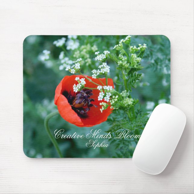 Alfombrilla De Ratón Red Poppy Art Personalized Mouse Pad (Con ratón)
