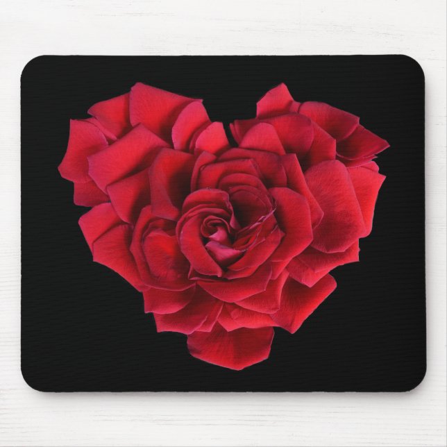 Alfombrilla De Ratón Red Rose Heart Black (Frente)