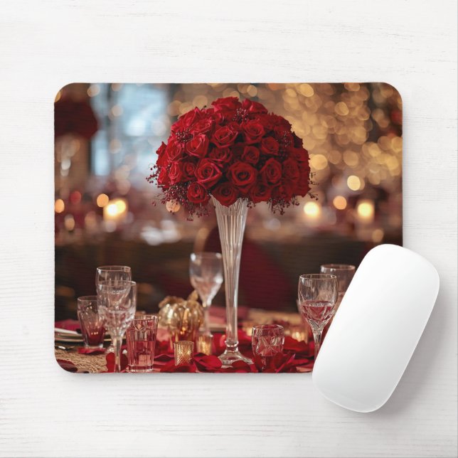 Alfombrilla De Ratón Red Rose Romantic Valentine Office Desk Mouse Pad (Con ratón)