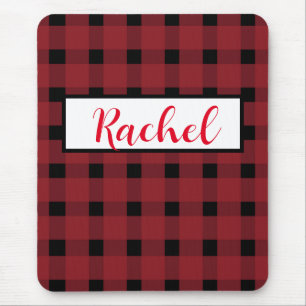 Alfombrilla De Ratón Red Rustic Black Gingham
