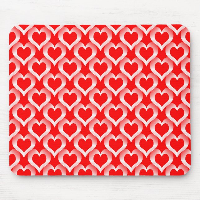 Alfombrilla De Ratón Red White Hearts Pattern (Frente)