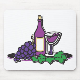 Alfombrilla De Ratón Red Wine and Purple Grapes
