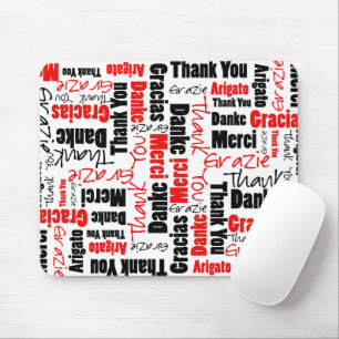 Alfombrilla De Ratón Red y negro Gracias Word Cloud