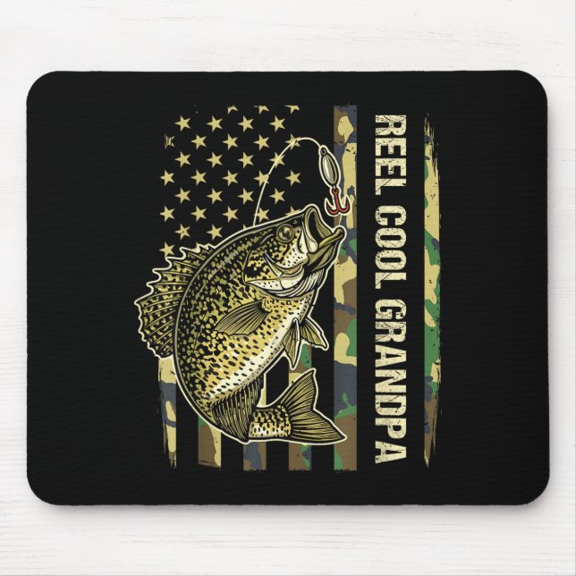 Alfombrilla De Ratón Reel Cool Grandpa Crape Fishing Camo American Flag (Frente)