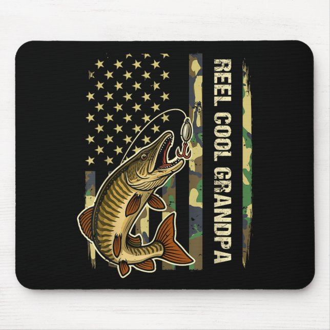 Alfombrilla De Ratón Reel Cool Grandpa Muskie Fishing Fisherman America (Frente)