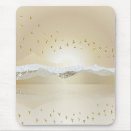 Alfombrilla De Ratón Reflejo De La Montaña Dorada De Invierno Del Sol E