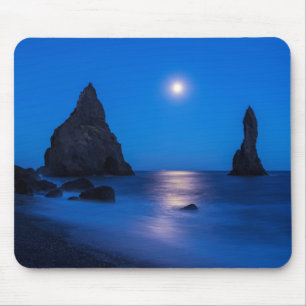 Alfombrilla De Ratón Reflejo del claro de luna en el océano y pilares d