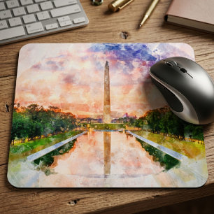 Alfombrilla De Ratón Reflejo del Monumento a Washington en Puesta de So