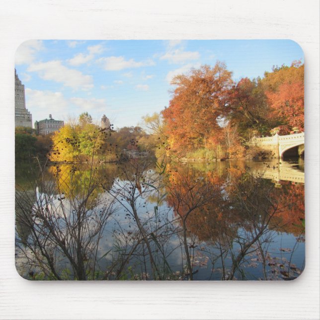 Alfombrilla De Ratón Reflejos de Central Park en Otoño (Frente)