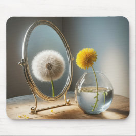 Alfombrilla De Ratón Reflexión de Dandelion en un espejo