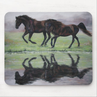 Alfombrilla De Ratón Reflexiones - mousepad negro del caballo