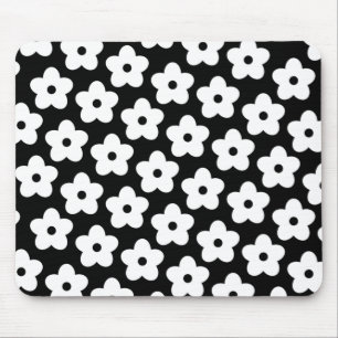 Alfombrilla De Ratón Regalo botánico retro negro y blanco floral elegan