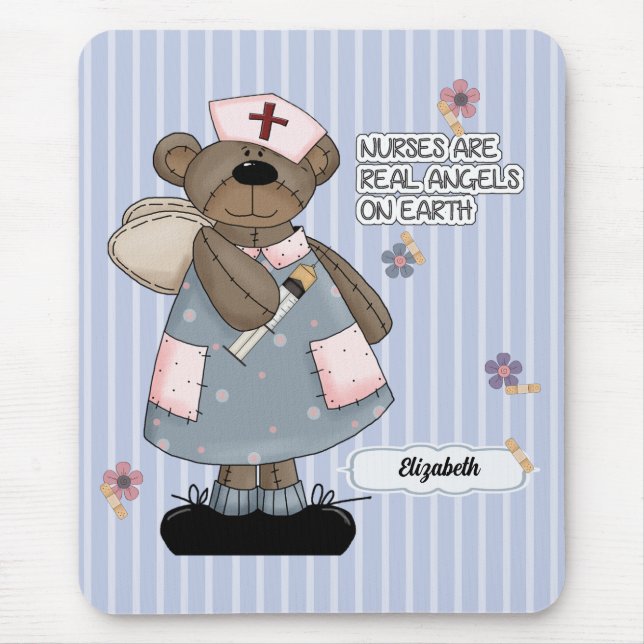 Alfombrilla De Ratón regalo de agradecimiento de enfermera ángel de oso (Frente)