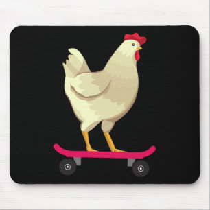 Alfombrilla De Ratón Regalo de animal de pollo de monopatín divertido y