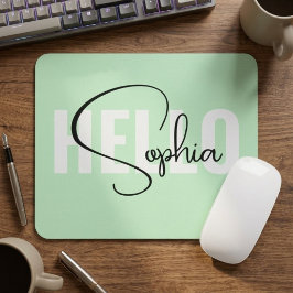 Alfombrilla De Ratón Regalo de apellido personalizado | Verde menta úni