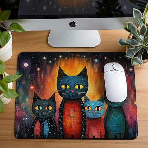 Alfombrilla De Ratón Regalo de Arte de Gatos Lindos Galaxia Cósmica