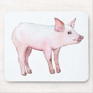 Alfombrilla De Ratón Regalo de cerdo lindo esposa de granjero chica gra