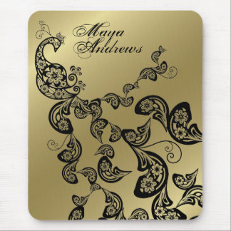 Alfombrilla De Ratón Regalo de encargo Mousepad del pavo real del oro