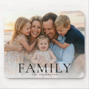 Alfombrilla De Ratón Regalo de foto con nombre de familia de tipografía