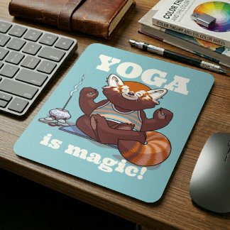 Alfombrilla De Ratón Regalo de instructor de yoga de panda rojo es magi