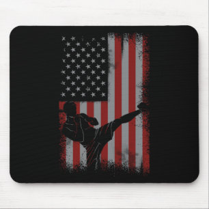 Alfombrilla De Ratón Regalo de Kickboxing de la Bandera Americana Retro