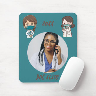 Alfombrilla De Ratón Regalo de nombre y foto de médico lindo de año nue