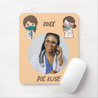 Alfombrilla De Ratón Regalo de nombre y foto de médico lindo de año nue