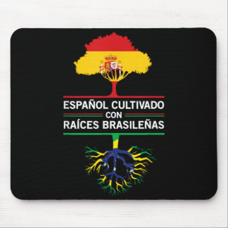 Alfombrilla De Ratón Regalo de patrimonio de banderas de España y Brasi
