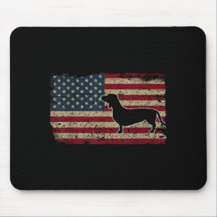 Alfombrilla De Ratón Regalo de perro salchicha patriótico con bandera d