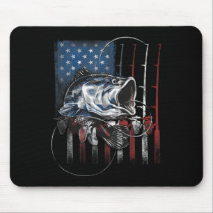 Alfombrilla De Ratón Regalo de pescador de bandera americana vintage de