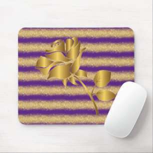 Alfombrilla De Ratón Regalo de Purpurina Floral Purple Gold de lujo