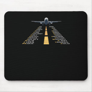Alfombrilla De Ratón Regalo fonético del avión de cadete Aphabet