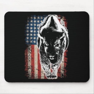 Alfombrilla De Ratón Regalo Patriótico de Bisonte Bandera Americana Vin