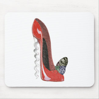Alfombrilla De Ratón Regalo rojo del arte del zapato y de la mariposa