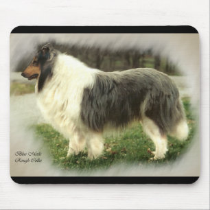 Alfombrilla De Ratón Regalos ásperos azules del arte del collie de