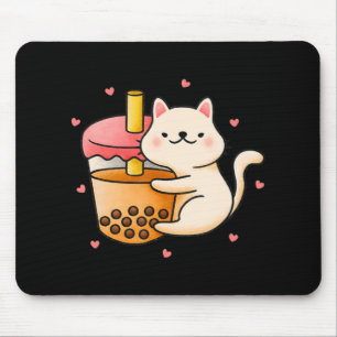 Alfombrilla De Ratón Regalos de Anime Kawaii Cat Boba Bubble Tea Merch