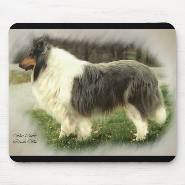 Alfombrilla De Ratón Regalos de arte Blue Merle Rough Collie (Frente)