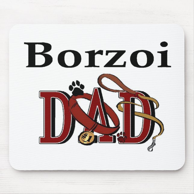 Alfombrilla De Ratón Regalos de Borzoi Dad (Frente)