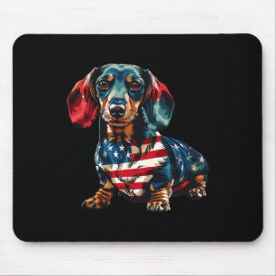 Alfombrilla De Ratón Regalos de Dachshund perro 4 de julio bandera amer