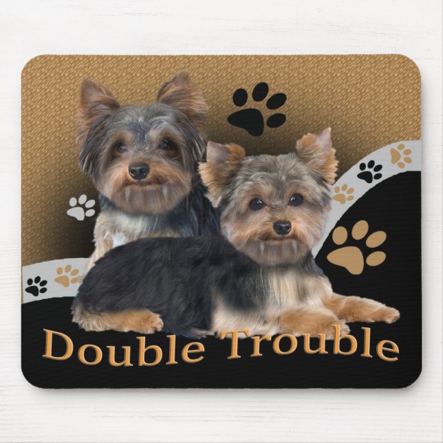 Alfombrilla De Ratón Regalos de doble problema en Yorkshire Terrier (Frente)