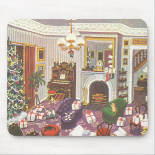 Alfombrilla De Ratón Regalos de envoltorios de Navidad vintage en la sa