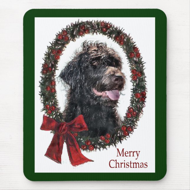 Alfombrilla De Ratón Regalos de Navidades de Labradoodle (Frente)