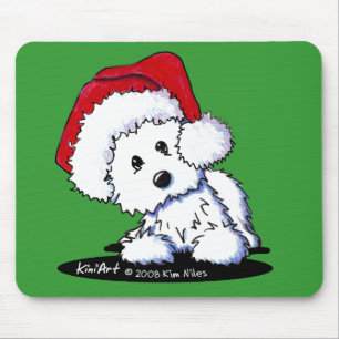 Alfombrilla De Ratón Regalos de perro de KiniArt Santa Westie